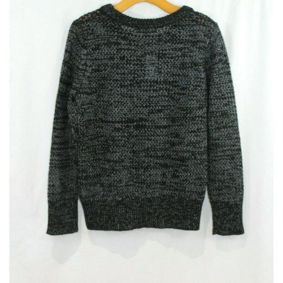 Banana Republic $98 Womens Black Grey Wool Blend Fringe Trim Sweater S NWT - Picture 5 of 6
